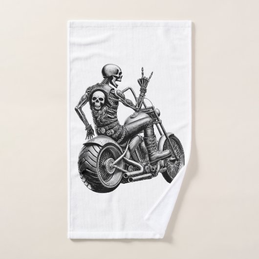 "Skull-Biker" auf heissem Motorrad Handdoek (Handdoek)