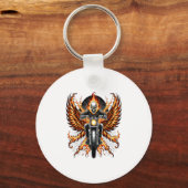 Skull Biker Flame Winged Motorcycle Sleutelhanger (Voorkant)