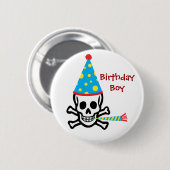 Skull Birthday Boy Pin Ronde Button 5,7 Cm (Voorkant /achterkant)