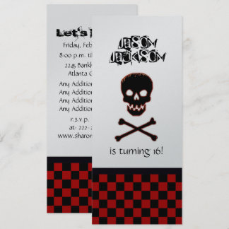 Skull Birthday Party Invitation Kaart