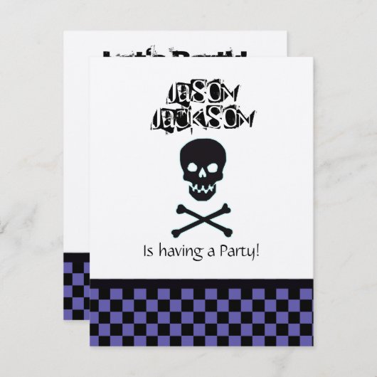Skull Birthday Party Invitation Kaart (Voorkant / Achterkant)
