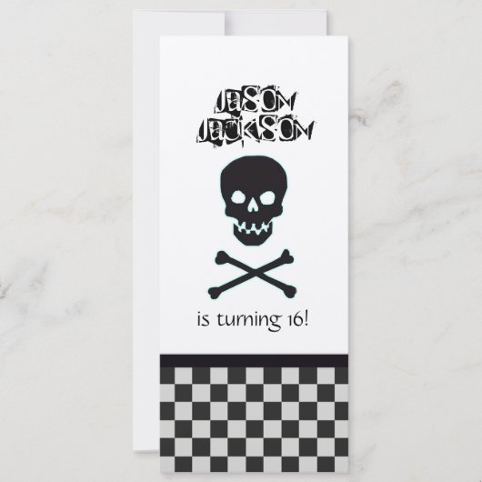 Skull Birthday Party Invitation Kaart (Voorkant)