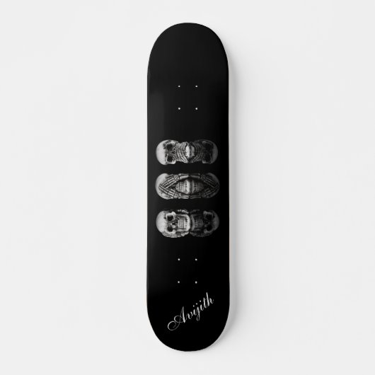 Skull Black Blue Modern Custom Skateboard (Voorkant)