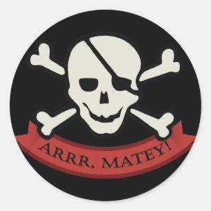 Skull - Black Classic Round Sticker, Glossy Ronde Sticker