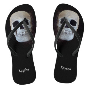 Skull Black en White Gothic Trendy Art Design Teenslippers