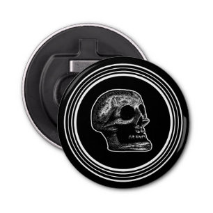 Skull Black N White Button Flesopener