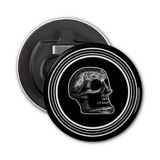 Skull Black N White Button Flesopener (Voorkant)