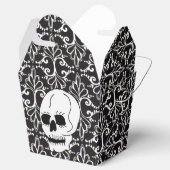 Skull Black White Damask Scroll Bedankdoosjes (Geopend)