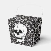 Skull Black White Damask Scroll Bedankdoosjes (Voorkant Zijde)