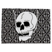 Skull Black White Damask Scroll Large Cadeauzakje (Achterkant)