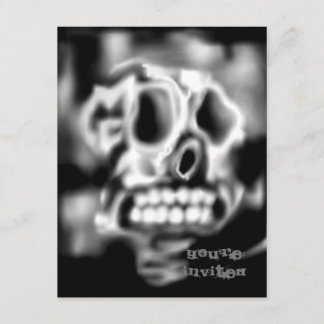 Skull Black White Halloween Party-uitnodigingen Kaart