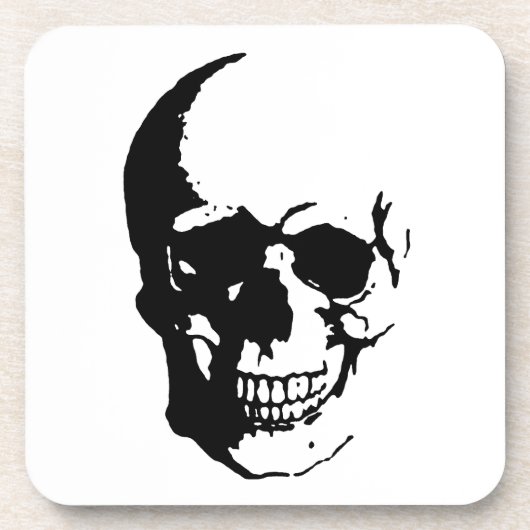 Skull - Black & White Metal Fantasy Art Bier Onderzetter (Voorkant)