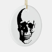 Skull - Black & White Metal Fantasy Art Keramisch Ornament (Rechts)