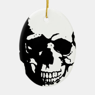 Skull - Black & White Metal Fantasy Art Keramisch Ornament