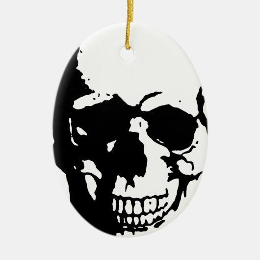 Skull - Black & White Metal Fantasy Art Keramisch Ornament (Voorkant)