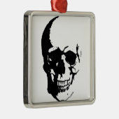 Skull - Black & White Metal Fantasy Art Metalen Ornament (Rechts)