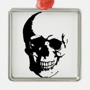Skull - Black & White Metal Fantasy Art Metalen Ornament