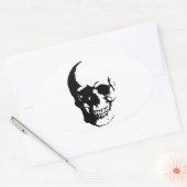 Skull - Black & White Metal Fantasy Art Ovale Sticker (Envelop)
