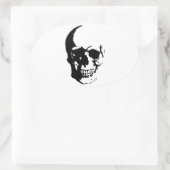 Skull - Black & White Metal Fantasy Art Ovale Sticker (Tas)