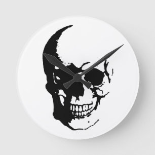 Skull - Black & White Metal Fantasy Art Ronde Klok