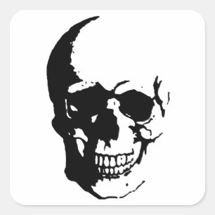 Skull - Black & White Metal Fantasy Art Vierkante Sticker