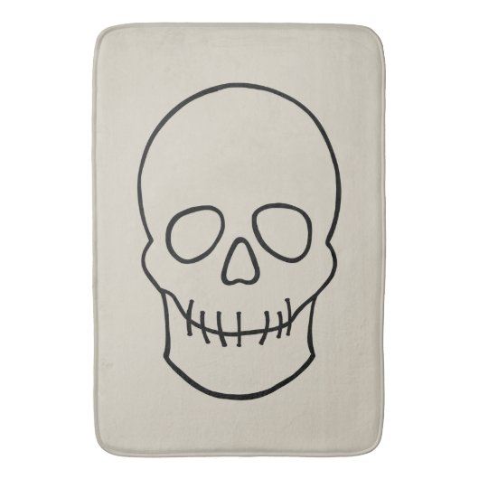 Skull - Bone White en Bat Black Badmat (Voorkant Verticaal)