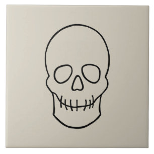 Skull - Bone White en Bat Black Tegeltje