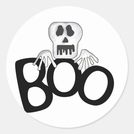 Skull Boo Ronde Sticker (Voorkant)