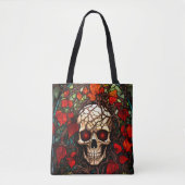 Skull Book Bag Verjaardagscadeau Naam toevoegen Draagtas (Voorkant)
