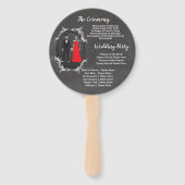 Skull bruiloft programma Skeletten krijt rood Handwaaier (Achterkant)