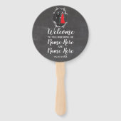 Skull bruiloft programma Skeletten krijt rood Handwaaier (Voorkant)