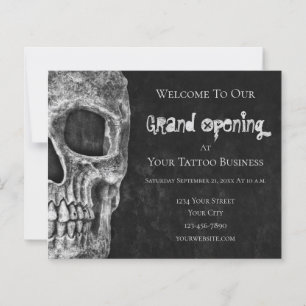 Skull Budget Grand Opening Black White Tattoo Wink