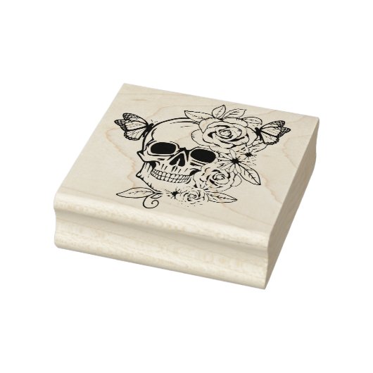 Skull Butterfly Floral Art Rubberstempel (Stempel)
