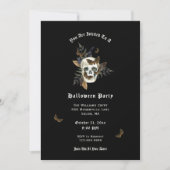 Skull Butterfly Halloween Party Invitation Kaart (Voorkant)