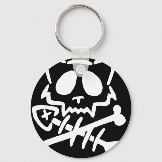 Skull Cat with Crossed Bones Sleutelhanger (Voorkant)