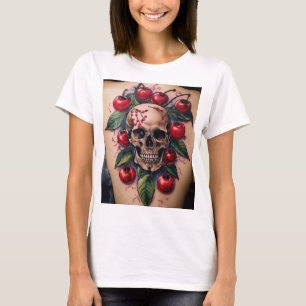 Skull Cherries Tattoo: een gedurfde mix van schoon T-shirt