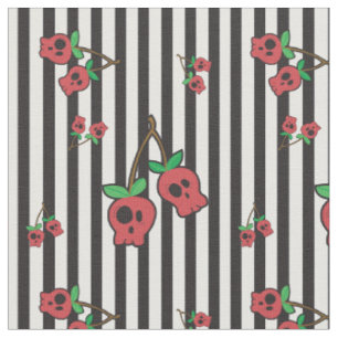 Skull Cherry Fabric - strepen Stof
