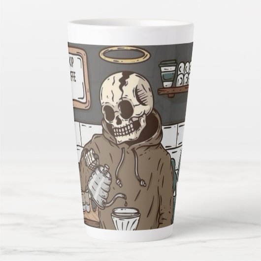 Skull Coffee Time Cup Latte Mok (Voorkant)