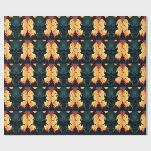 Skull Comics Stijl Illustratie Fantasy Art Cadeaupapier (Vlak)