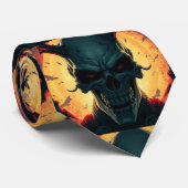 Skull Comics Stijl Illustratie Fantasy Art Stropdas (Opgerold)