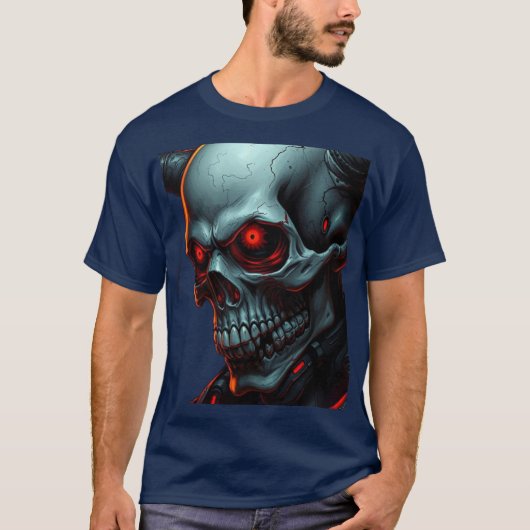 Skull Comics Style Illustration Fantasy Art T-shirt (Voorkant)