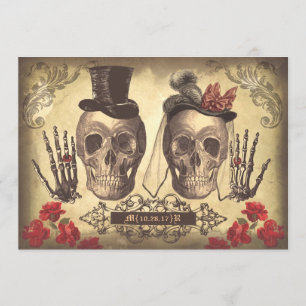 Skull Couple Day of The Dead verloving party Kaart