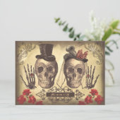 Skull Couple Day of the Dead verlovingsfeest Kaart (Staand voorkant)