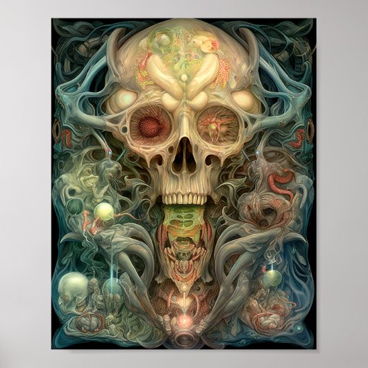 Skull Creepy Surreal Horror Art Poster (Voorkant)