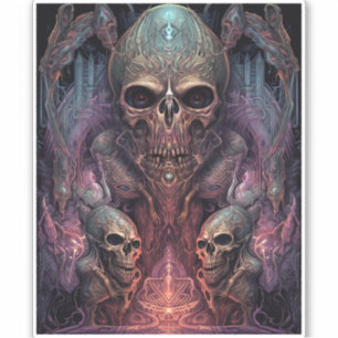 Skull Creepy Surreal Horror Art Sticker