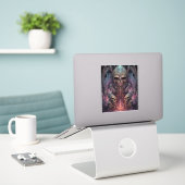 Skull Creepy Surreal Horror Art Sticker (Laptop op bureau)