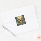 Skull Creepy Surreal Horror Art Vierkante Sticker (Envelop)