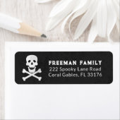 Skull Crossbones Halloween-adreslabel Etiket (Insitu)