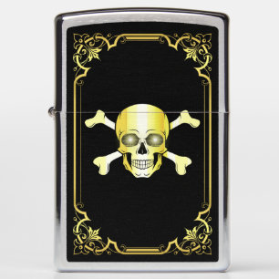 Skull Crossbones/Jolly Roger/Pirate/Gold/Black Fle