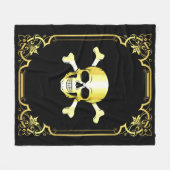 Skull Crossbones/Jolly Roger/Pirate/Gold/Black Fle Fleece Deken (Voorkant (Horizontaal))